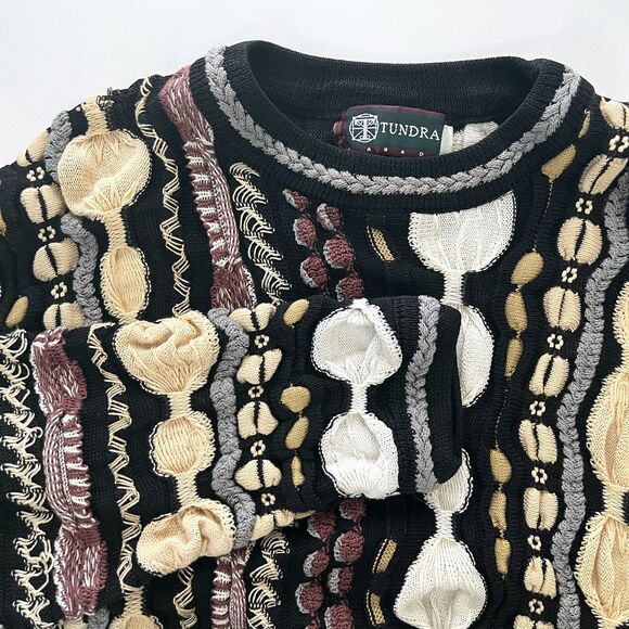 Vintage Tundra Canada Sweater 3D Knit Large Biggie Coogi Alternate Cosby 90s Rap - Picture 1 of 11